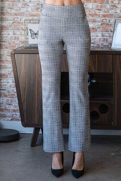 Heimish Full Size Plaid Flare Pants With Wide Waist Band Plus Size-2
