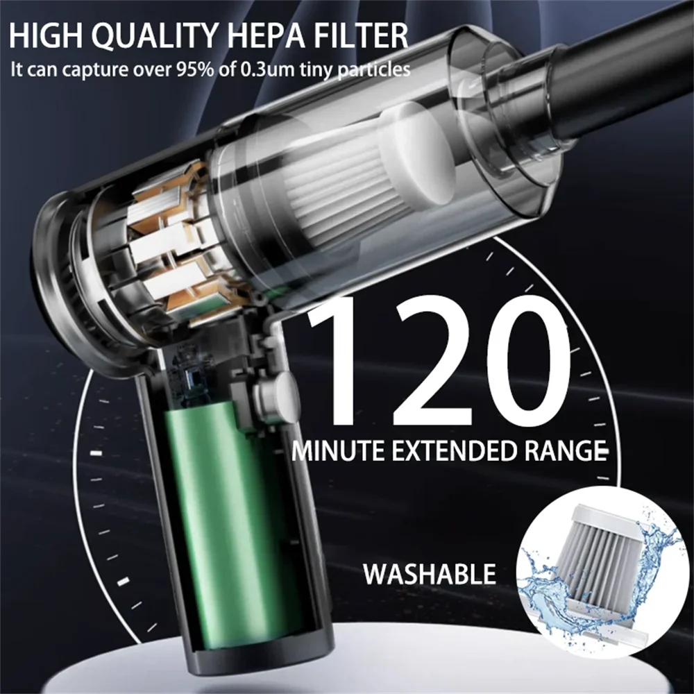 Handheld car vacuum cleaner, 15000pa portable cordless, dual use of blowing and suctionmulti-nozzles, for car, home, pet, office-2