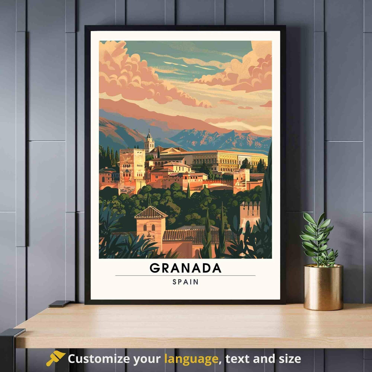Affiche Grenade | Impression  de voyage Grenade, Espagne - Affiche Alhambra-0