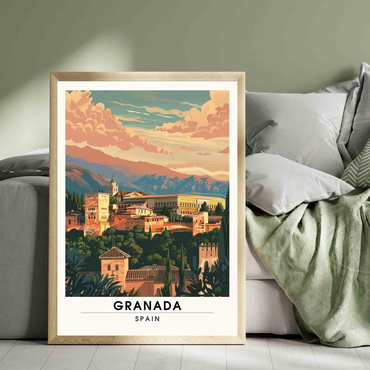Affiche Grenade | Impression  de voyage Grenade, Espagne - Affiche Alhambra-1