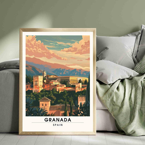 Affiche Grenade | Impression  de voyage Grenade, Espagne - Affiche Alhambra-1